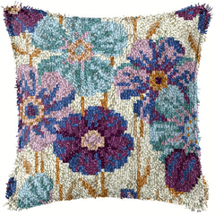 DIY Latch Hook Kit Purple Flowers Pattern Crochet