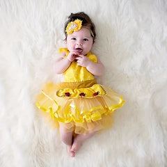 Tutu Skirt & Flower Headband Set for Newborn Baby Girls & Toddlers