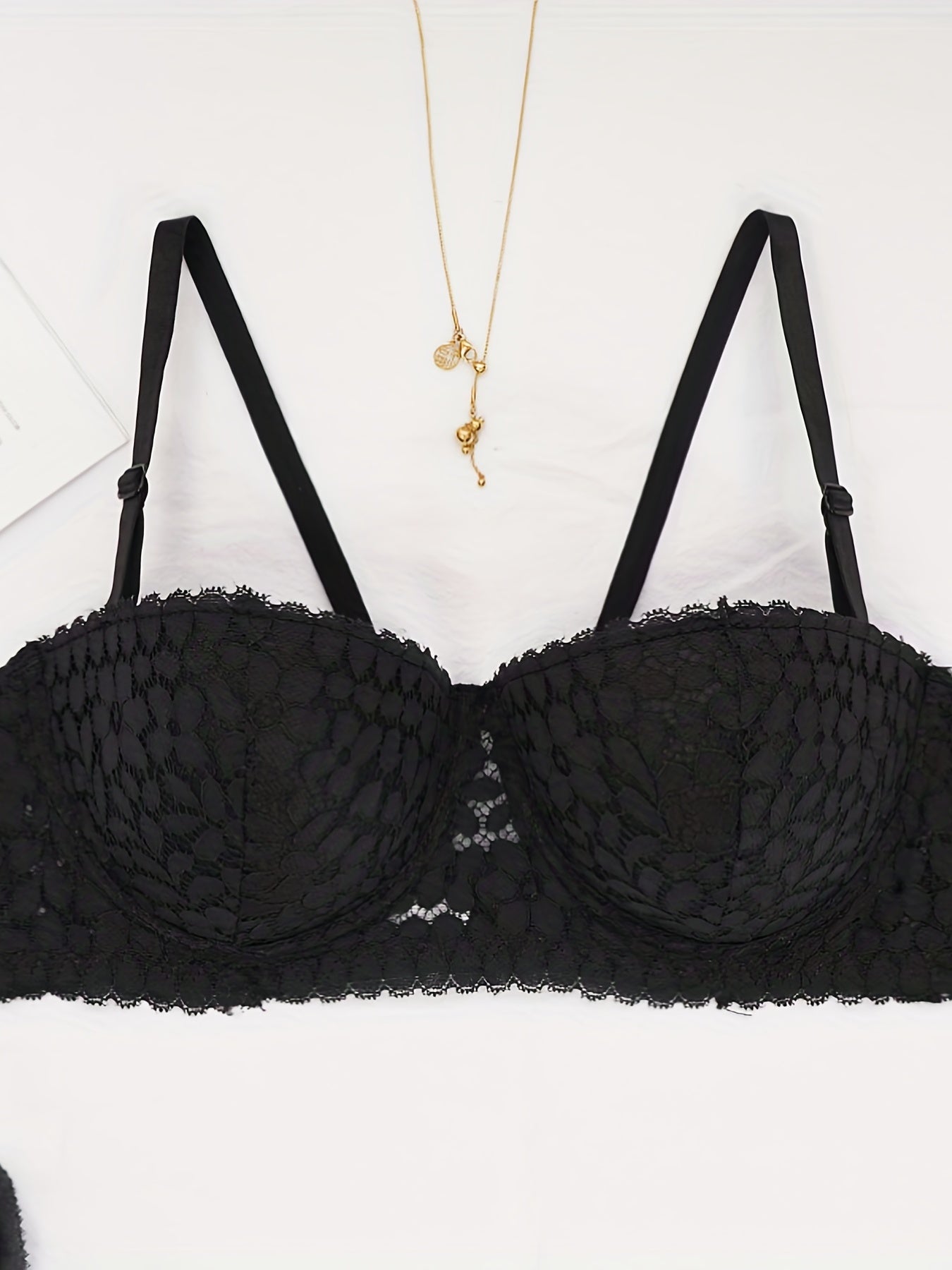 Floral Lace Push Up Balconette Bra for Women