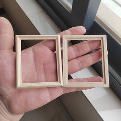 Mini Wooden Photo Frame for Dolls Beige Decor DIY Craft Doll Accessory