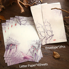 6pcs Vintage Stationary Set, Letter Paper and Envelopes, Retro Flowers Design