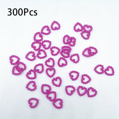 300Pcs Colorful Hollow Pearly Heart Pearl Nail Charm Acrylic Heart Decoration