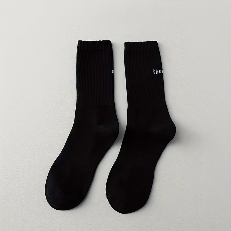 4 Pairs Letter Print Socks Mid Tube Women's Stockings