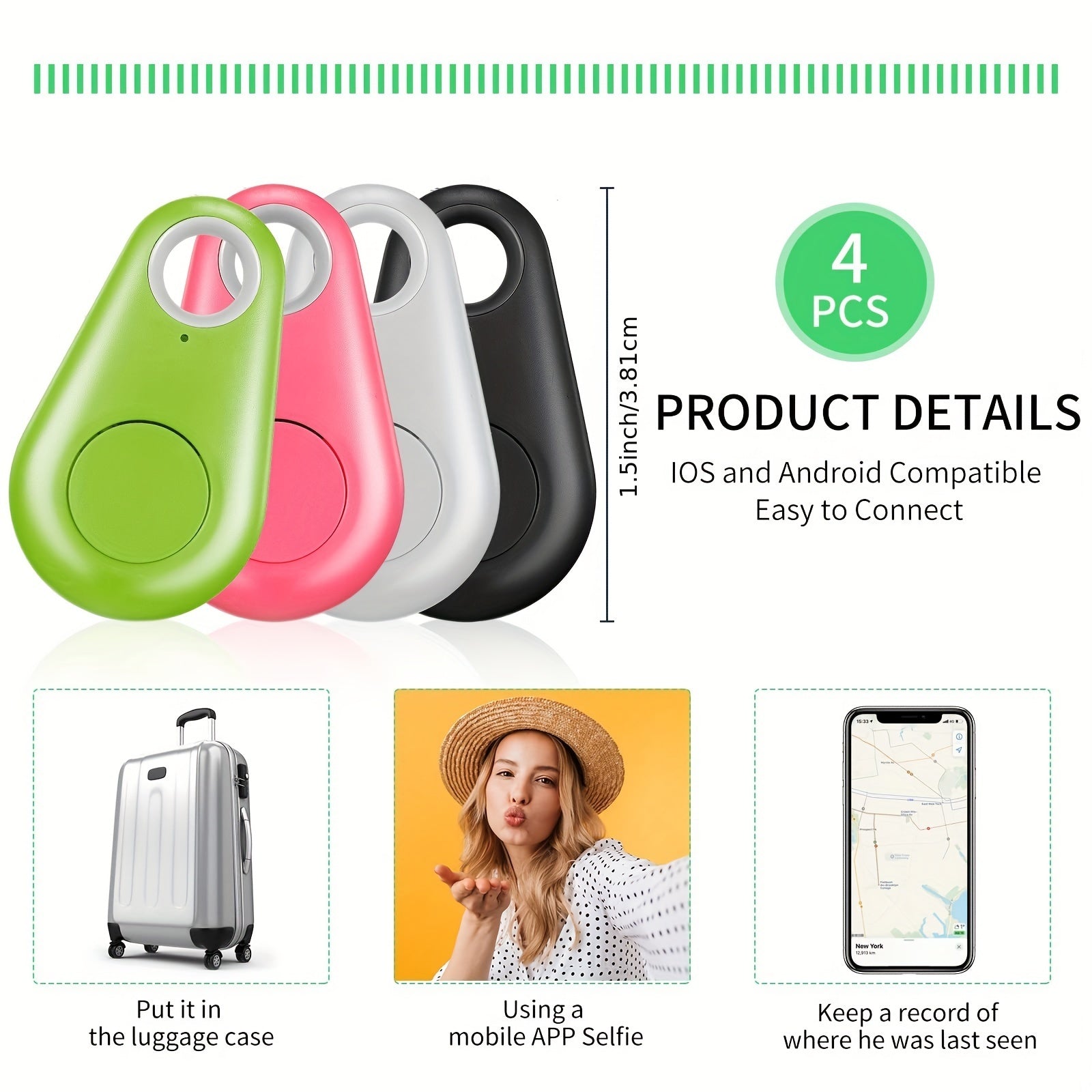 Water Droplets Shape Multicolor Wireless Key Finder Locator Mini GPS Tracker