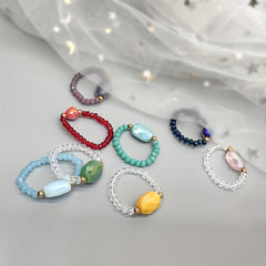 Colorful Crystal Glass Beads Ring for Women