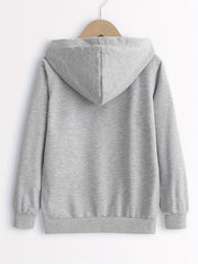 Girls Cartoon Print Hooded Sweatshirt Top with Pocket