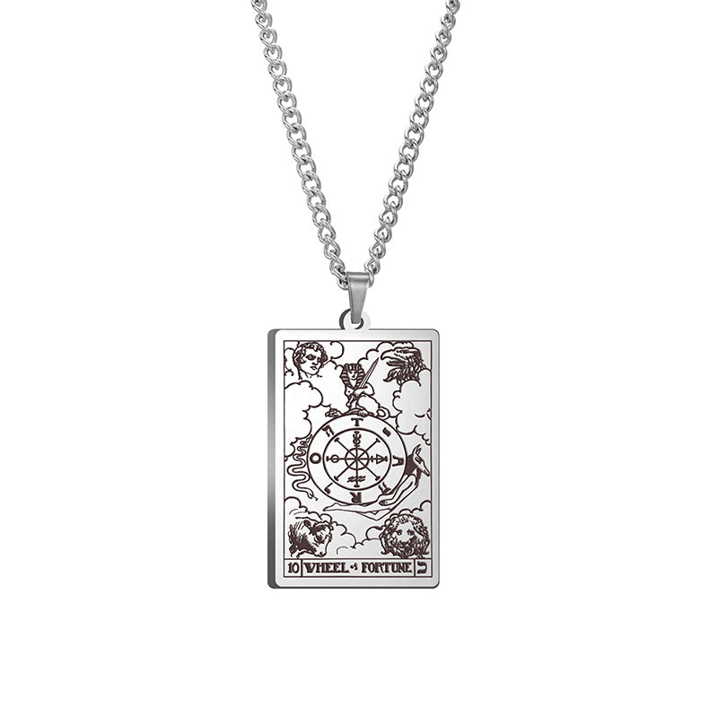 Vintage Tarot 20 Main Cards Steel Necklace Men's Stainless Steel