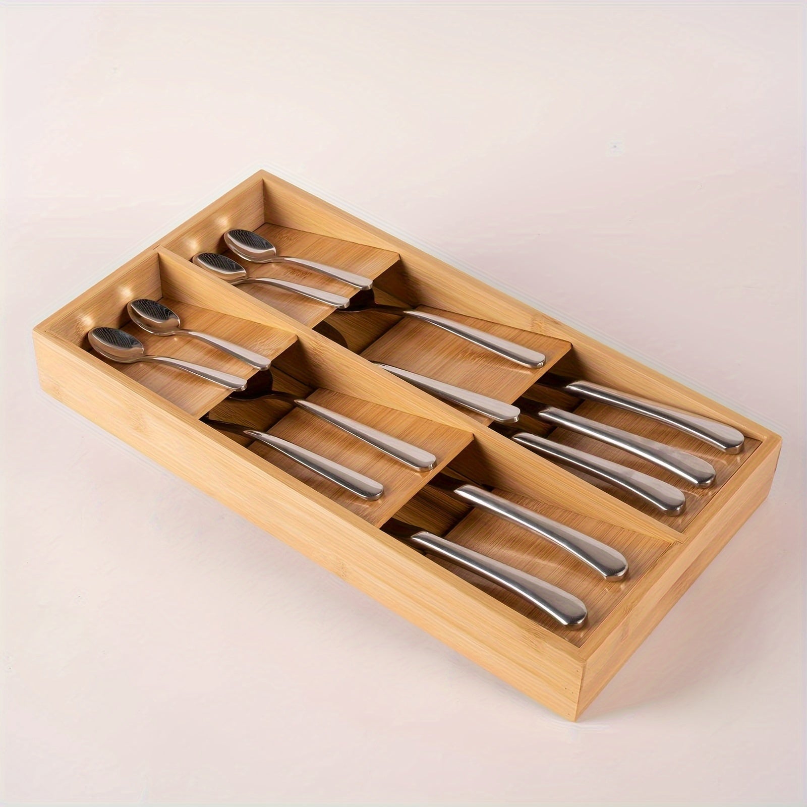 Bamboo Silverware Drawer Divider Organizer