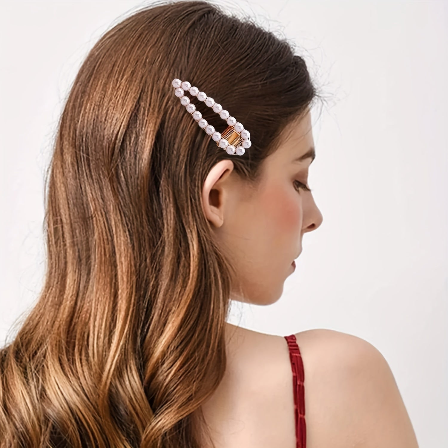 6pcs Faux Pearls Hair Clips Bling Hair Pins Headwear For Girls