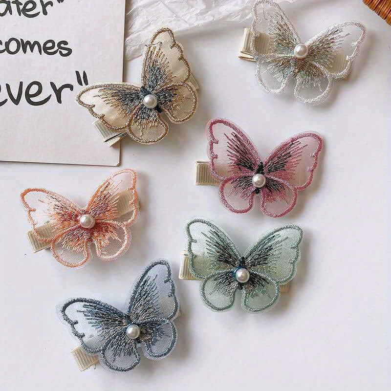 18pcs Embroidered Butterfly Hair Clips Lace Hair Clip for Women Girls