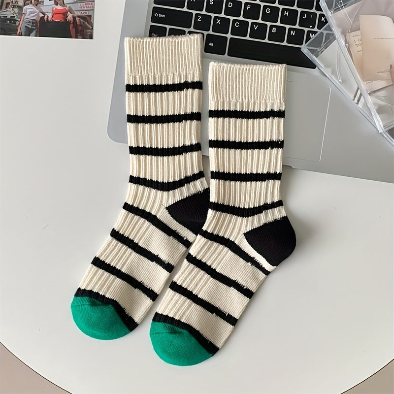 Colorblock Striped Socks Mid Tube Women's Stockings