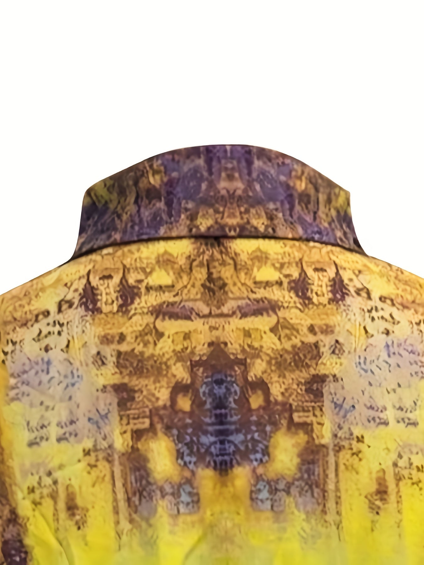 Geometric Print Distressed Blouse Button-Up Collar Shirt