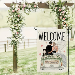 Wedding Decor Welcome Garden Flag Burlap Small Yard Flag