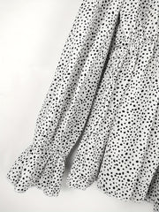  Dalmatian Print Flounce Sleeve Peplum Top
