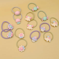 14pcs Baby Girls Hair Tie Headwear Head Rope Bracelet With Cartoon Decor