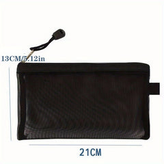 1pc Transparent Mesh Pen Bag Large Capacity Pencil Bag