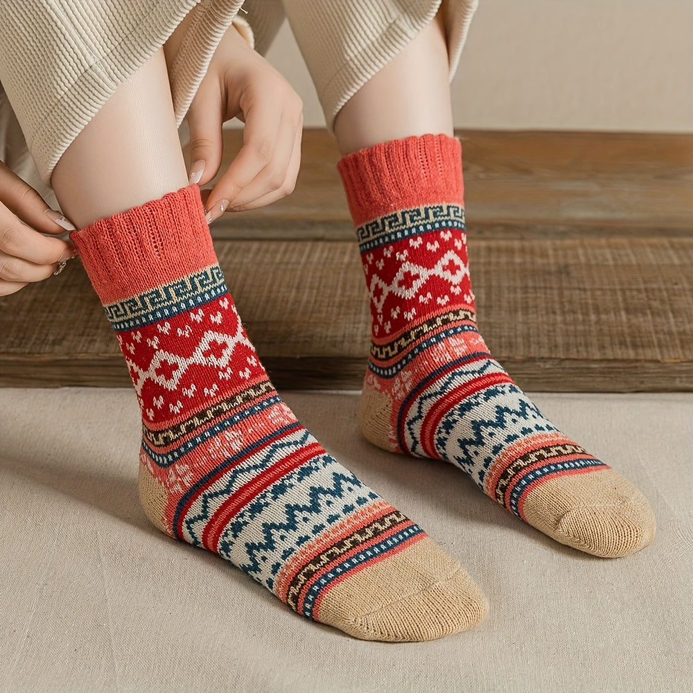 Geometric Pattern Colorblock Socks for Women