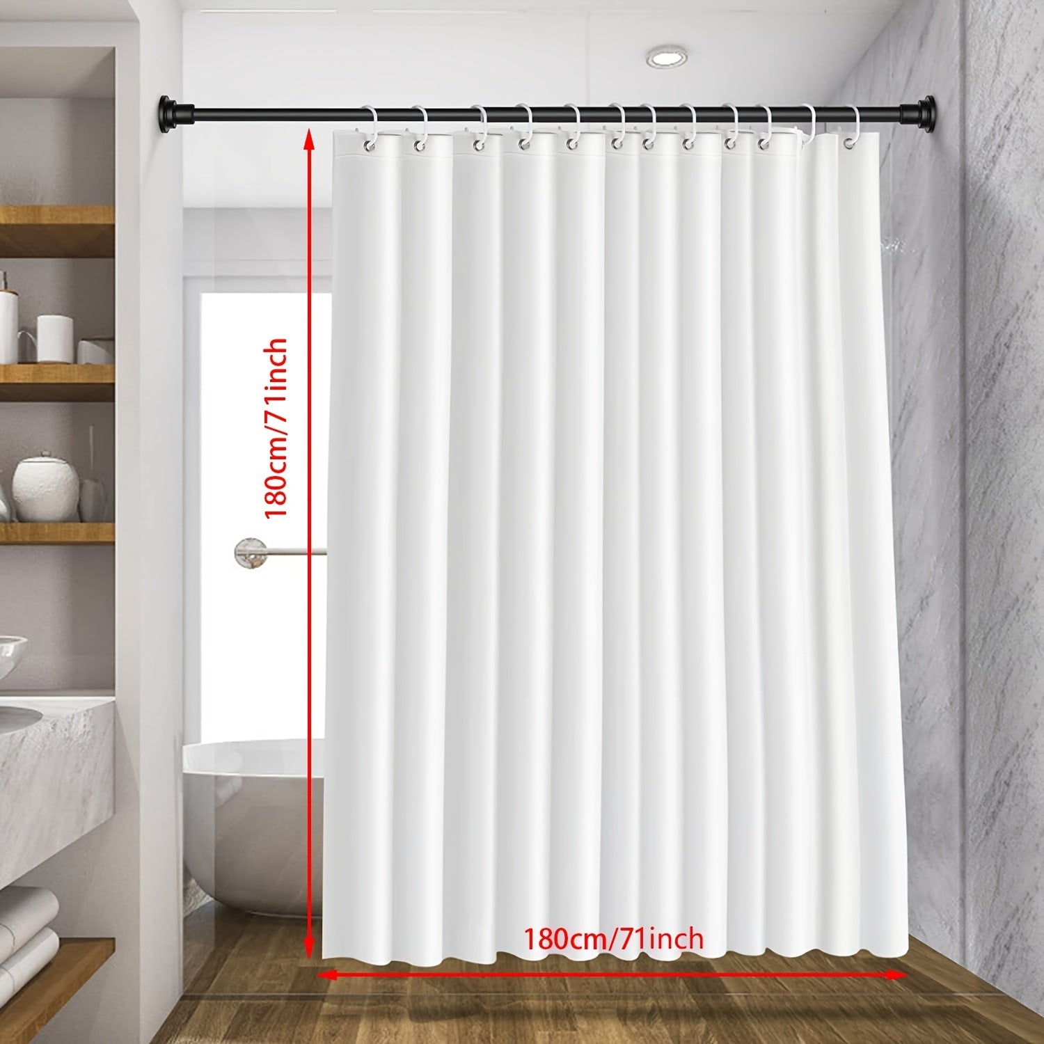 PEVA Shower Curtain Liner with Metal Grommets & Hooks