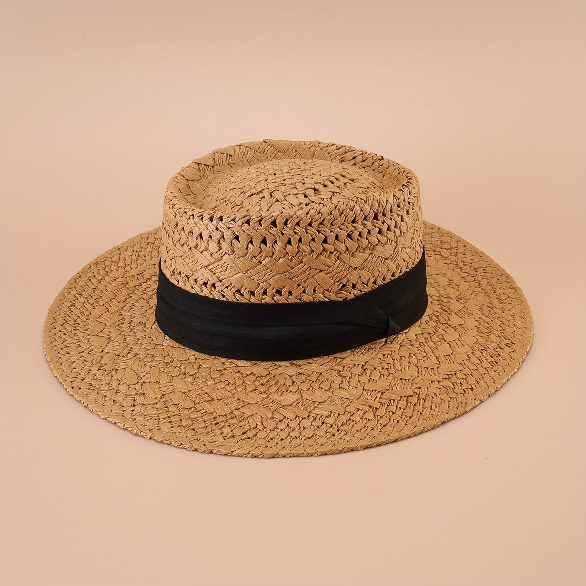Straw Hat UV Protection Flat Brim Beach Vacation Top Hat