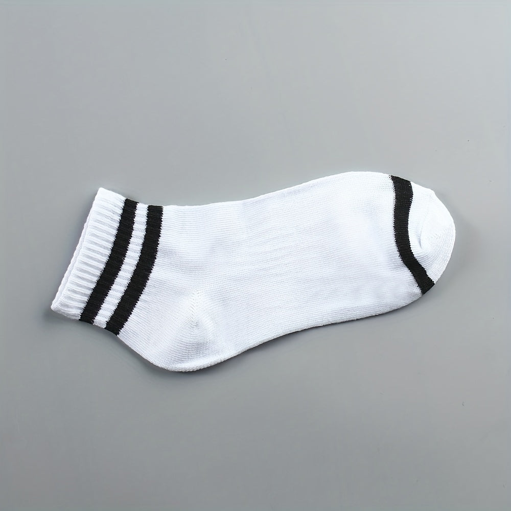 5 10 Pairs Stripe Print Socks Breathable Women's Short Stockings