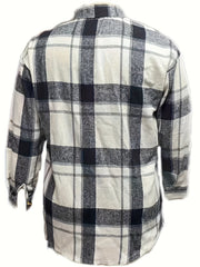  Plaid Print Long Sleeve Button Up Lapel Collar Shirt Top