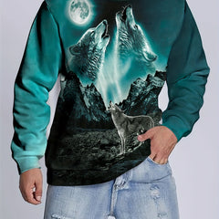 Beast Theme Print Men's Crew Neck Long Sleeve Sweatshirt Casual Wear