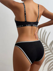 Letter Print Bra & Panties Lingerie Set
