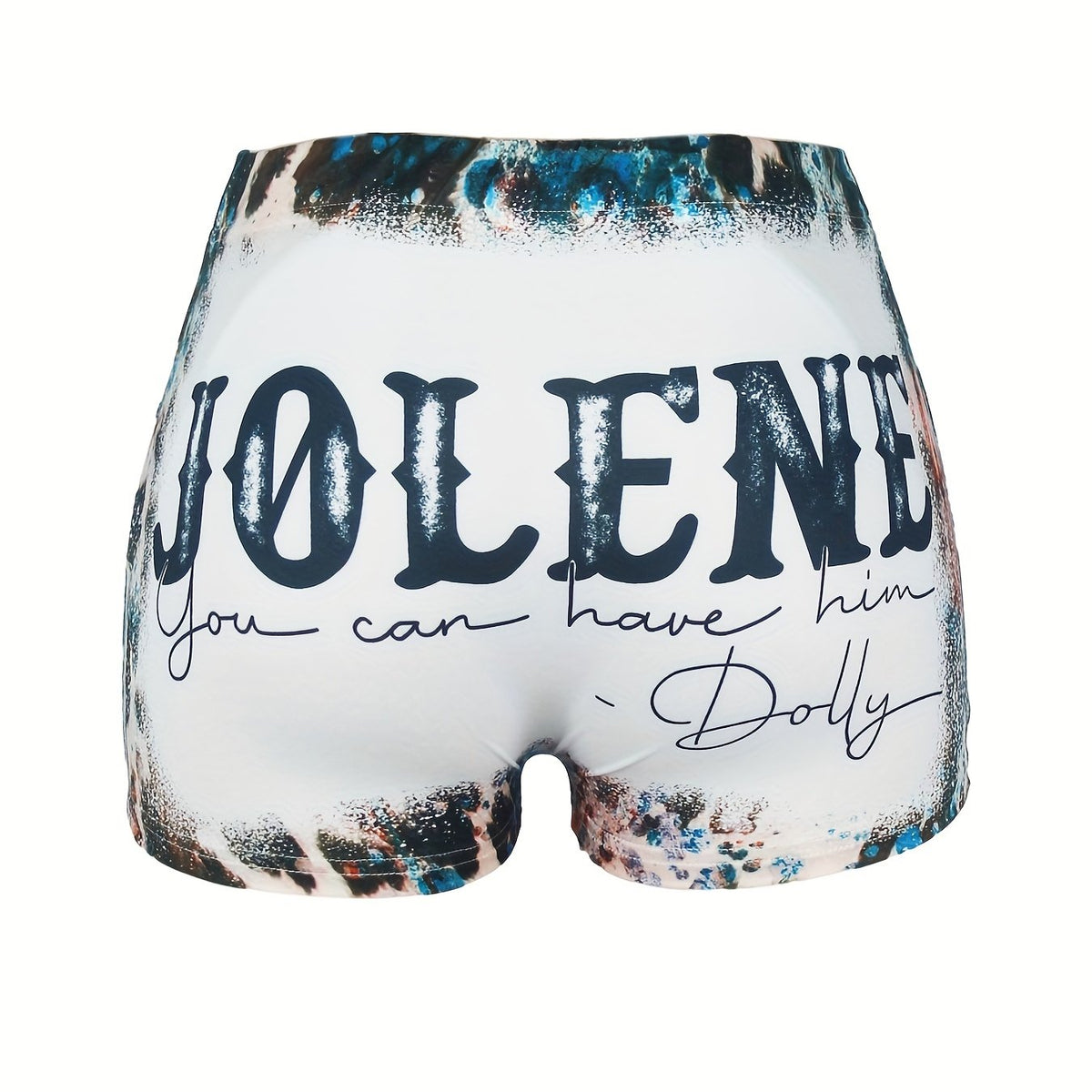 Slogan Print Tie Dye High Rise Shorts