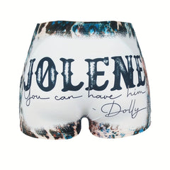  Slogan Print Tie Dye High Rise Shorts