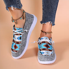 Retro Blocking Print Low Top Sneakers Lightweight Non slip Leisure Walking Shoes