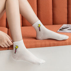 5 Pairs Cartoon Print Socks Comfy & Breathable Crew Socks Women's Stockings
