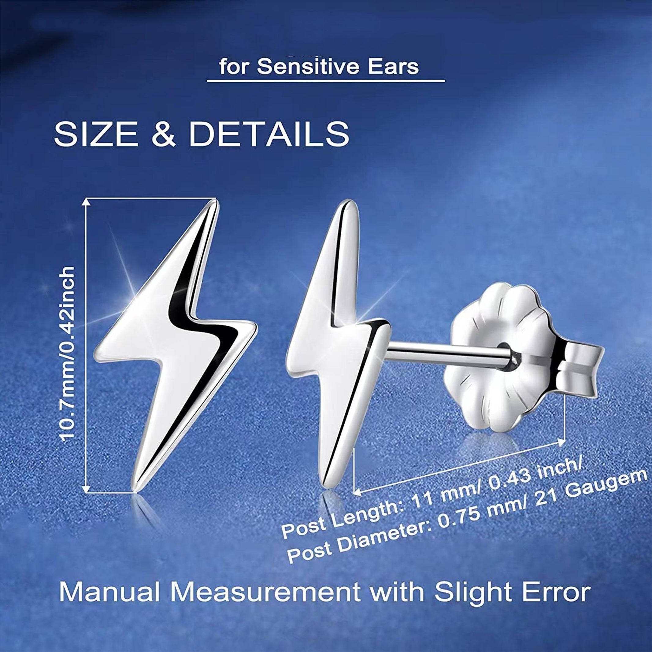 Titanium Round Heart Lightning Moon Earrings