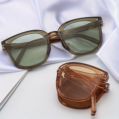 Foldable Square Sunglasses Casual Jelly Rivet Decor UV400