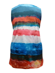  Stripe Print Round Neck Tank Top