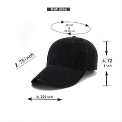 Solid Corduroy Strapback Cap Baseball Hat