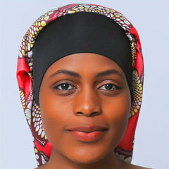 Red Satin Hair Bonnet Wide Brim Elastic Hair Protection Cap