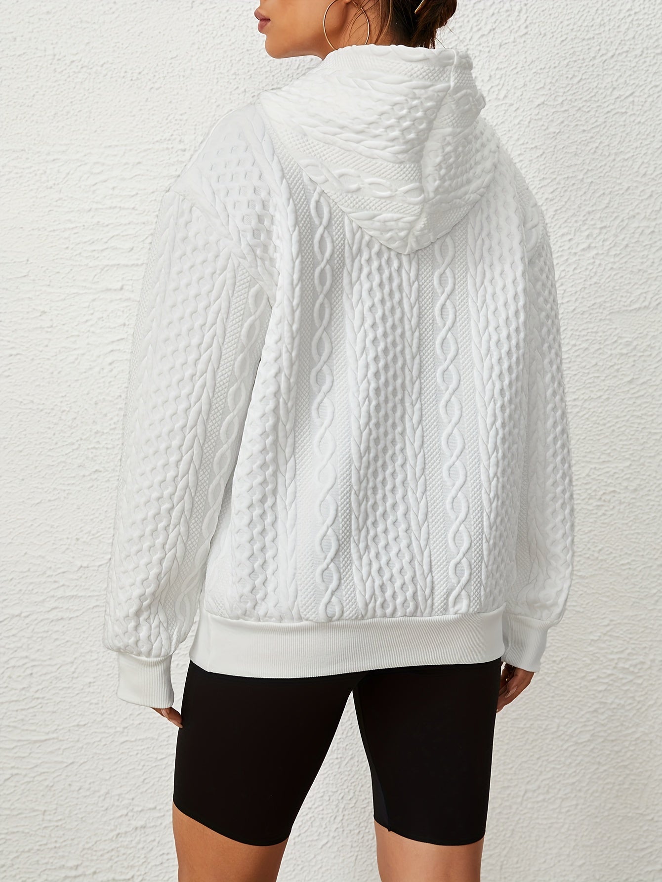 Solid Texture Hoodie Long Sleeve Sweatshirt