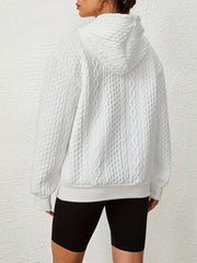Solid Texture Hoodie Long Sleeve Sweatshirt