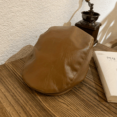 British Retro Leather Beret Hat Men's And Women's All match Newsboy Hat