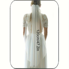 Bride's Fingertip Length Wedding Veil with Comb