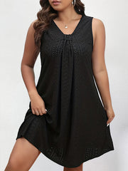  Eyelet Embroidered V-Neck Tank Dress