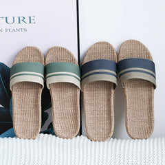 Men's Linen Open Toe Slippers Lightweight Indoor Outdoor