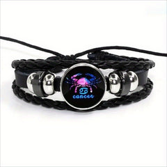 12 Constellation Leather Woven Bohemian Denim Bangle