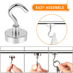 6pcs Magnetic Hooks 25Lbs Neodymium Magnets With Hooks For Hanging