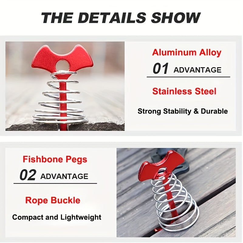 5PCS Windproof Aluminium Tent Pegs with Spring Buckle