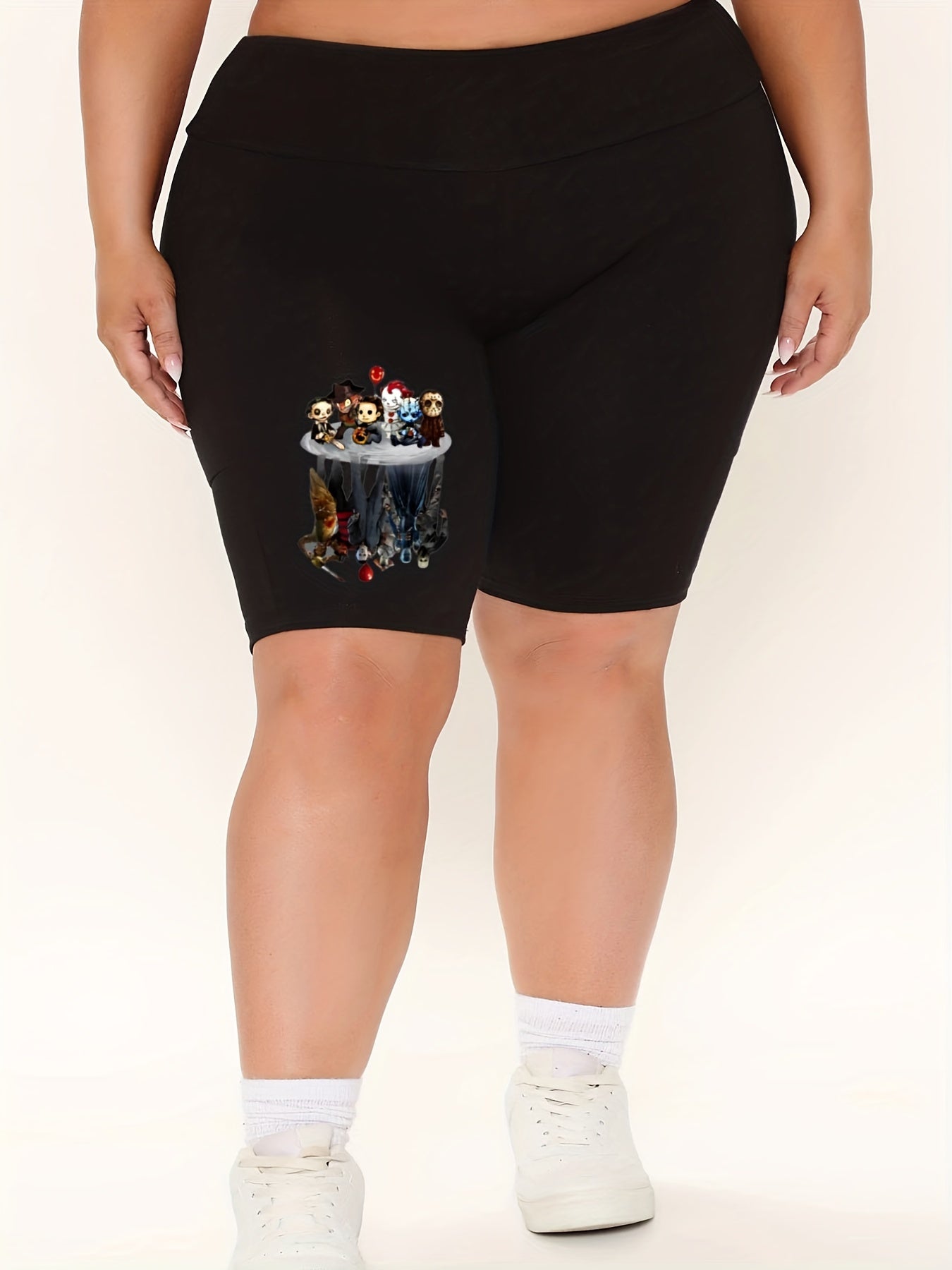 Women's Plus Graphic High Rise Fitness Shorts