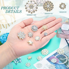11pcs Glitter Pearl Rhinestone Flower Pendant Set for DIY Jewelry Making