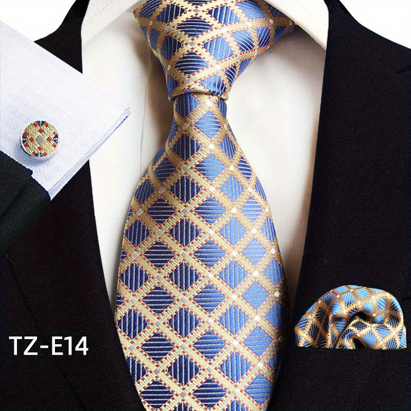 Men's Jacquard Tie Cufflink Square Scarf Business Parties