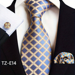 Men's Jacquard Tie Cufflink Square Scarf Business Parties