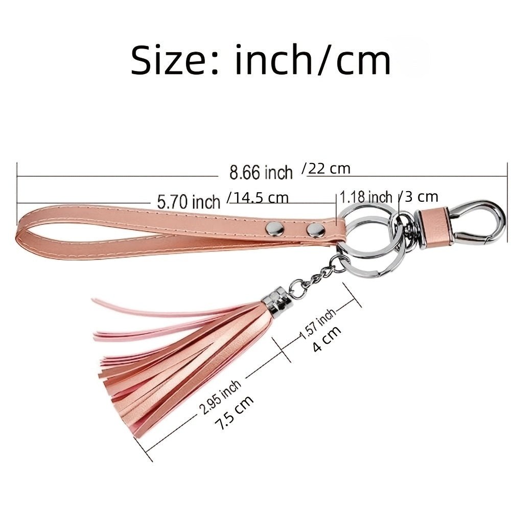 PU Leather Keychain Phone Lanyard Wristlet Strap Cord with Tassel